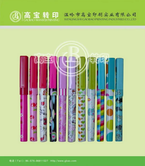 plastic(PS ABS ) pen barrel   Heat Transfer Printing Film with cartoon designs