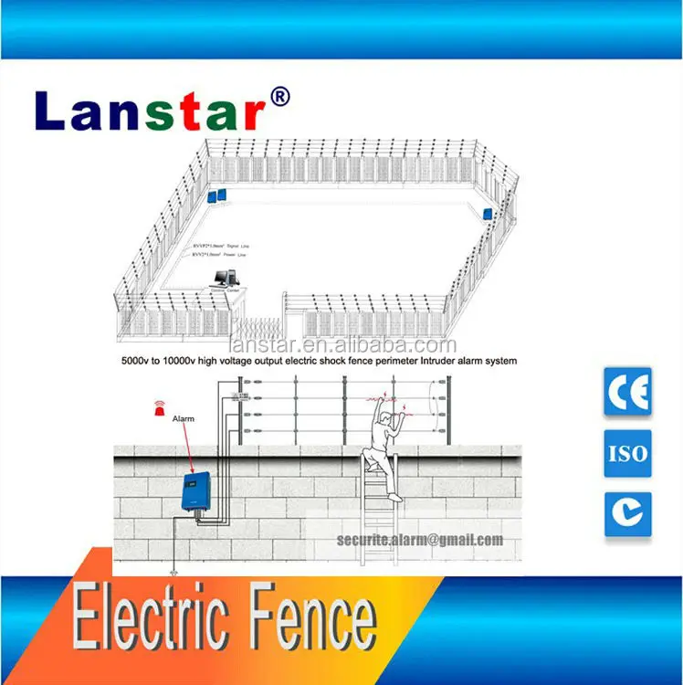 Perimeter security electric fence for house, high voltage power fence alarm equipment, China electric fence energizer