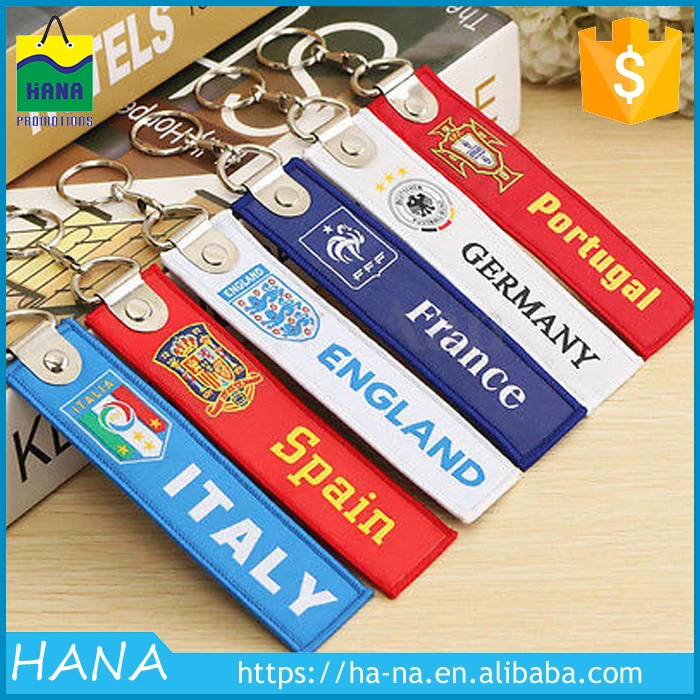 Factory direct sales custom self-defense cheap embroidered fabric keychain