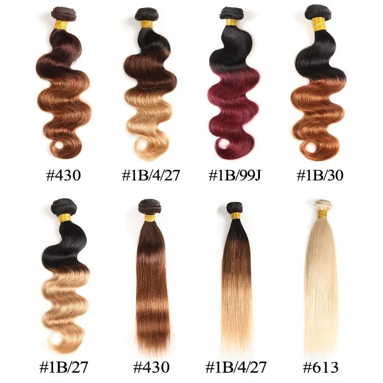 Factory Wholesale Fast Shipping Full Cuticle 100% Virgin Brazilian Ombre Hair Bundles With Lace Closure