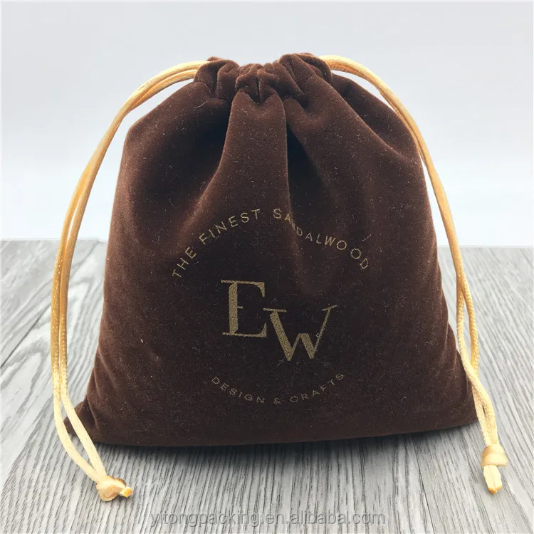 Custom Drawstring Velvet Shoe Bag With Printing
