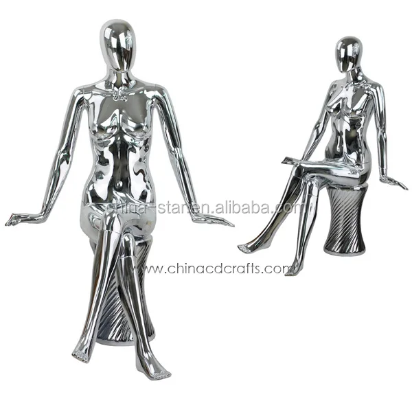 hot selling chrome plating sitting female plastic mannequin
