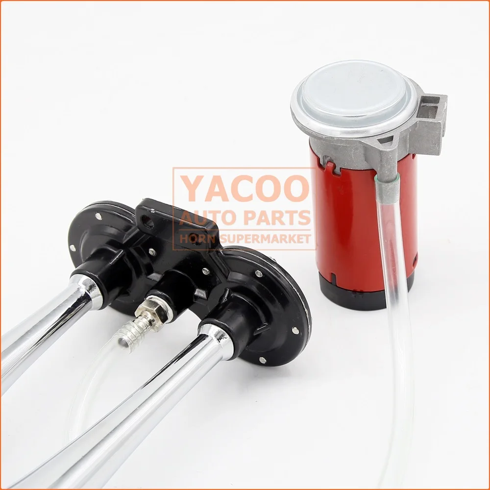 12v Two Way Silver Chromed Roots Gas Electric Trumpet Auto Car Vehicle Double Horn by Small Air Horn with Air Pump