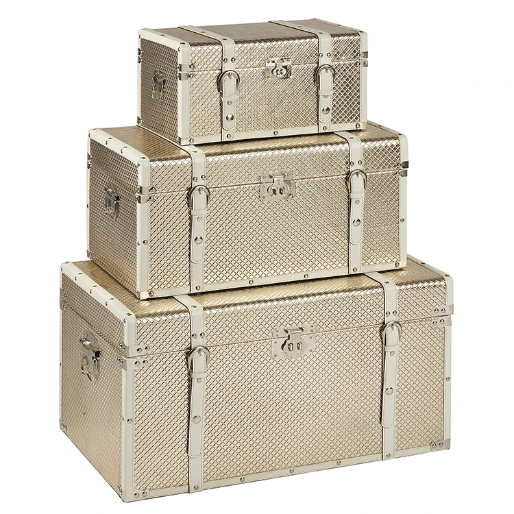 Newest PU leather vintage unique travel luggage trunks set
