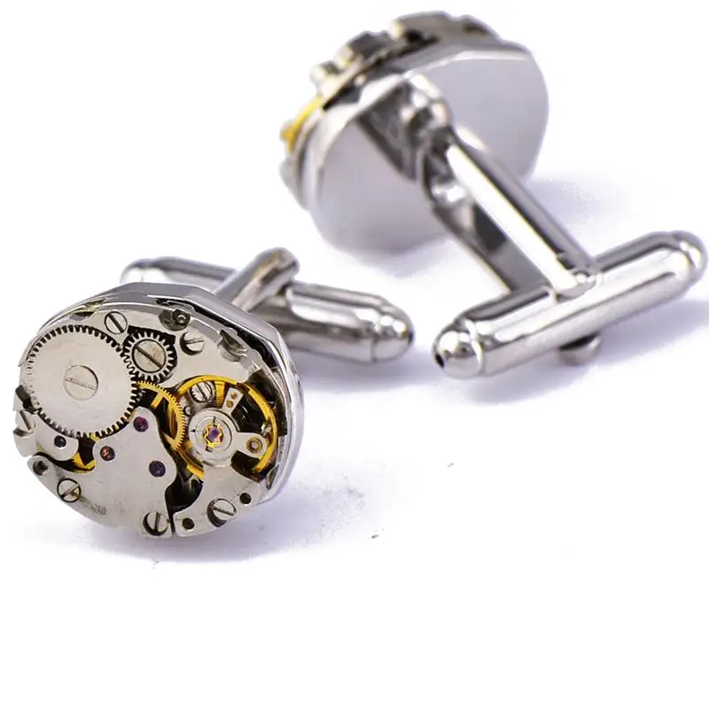 
high quality custom logo engraved blanks watch movement cufflink 
