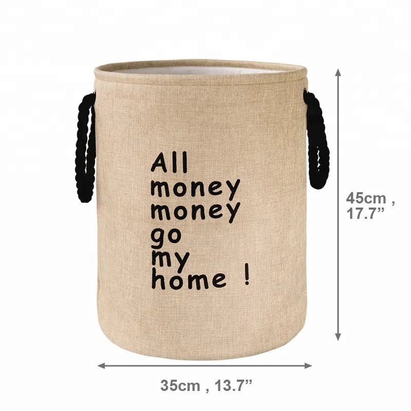Top Quality Linen Fabric Folding Household Laundry Basket Stand