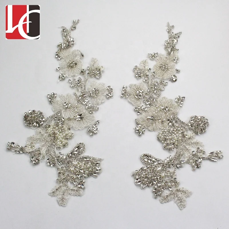 HC-4974 Fashion ab bridal crystal applique for dress