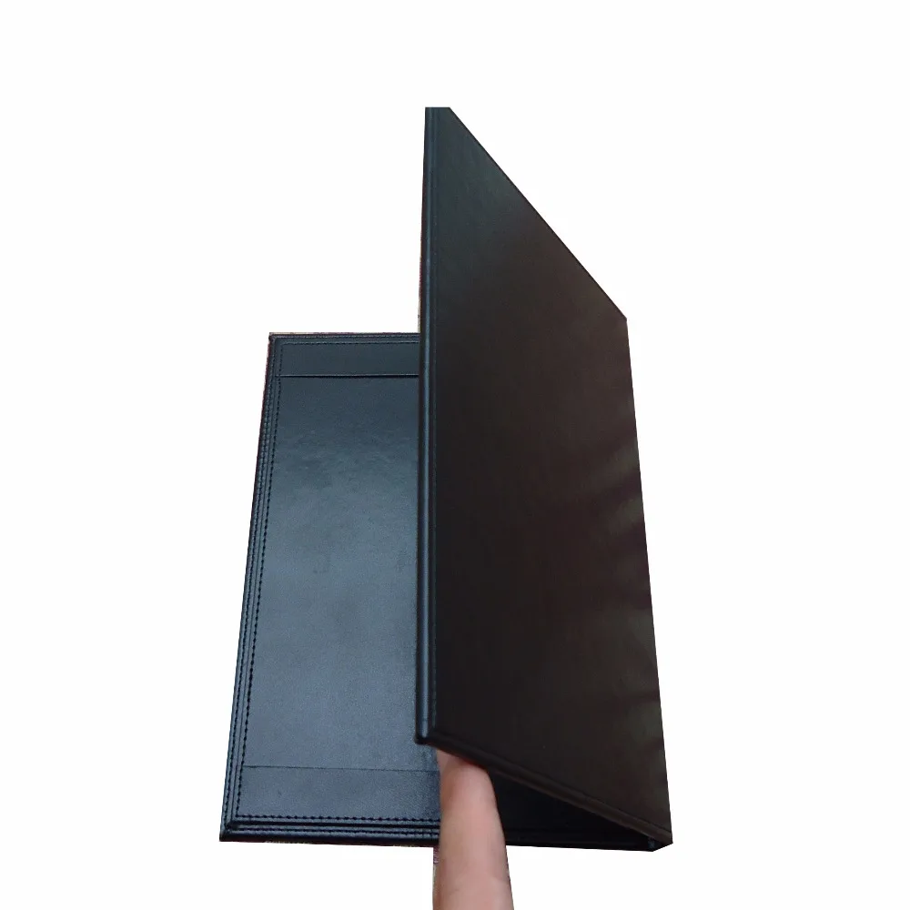 Черная папка для купюр из искусственной кожи изготовлена с горизонтальными углами внутри Yimi leather