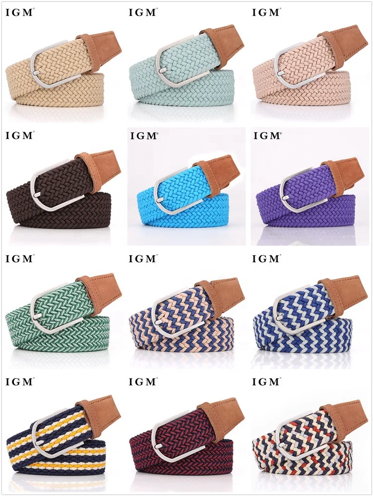 Fashion Women Real Leather Fabric Elastic Belt