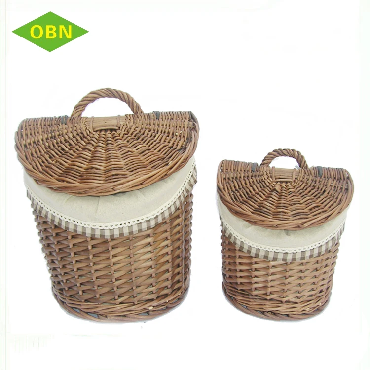 Массовая дешевые плетеная хранения висит стены корзина с крышкой