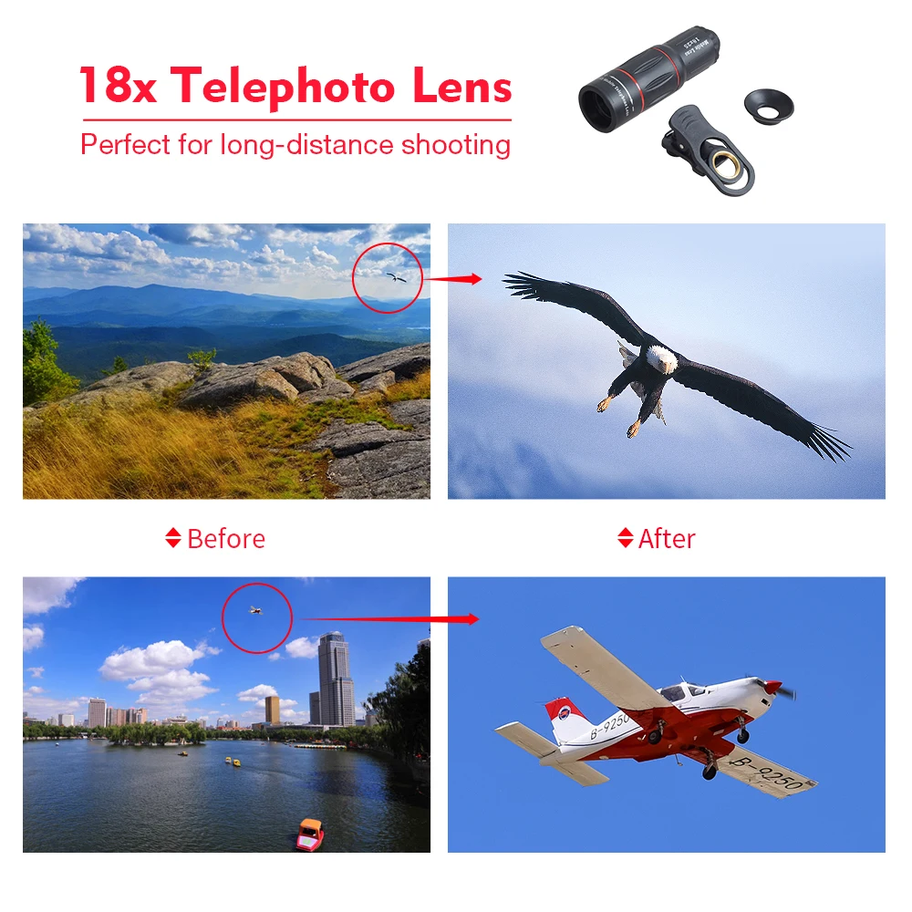 APEXEL High definition monocular telescope premium quality 18X zoom telephoto mobile phone lens