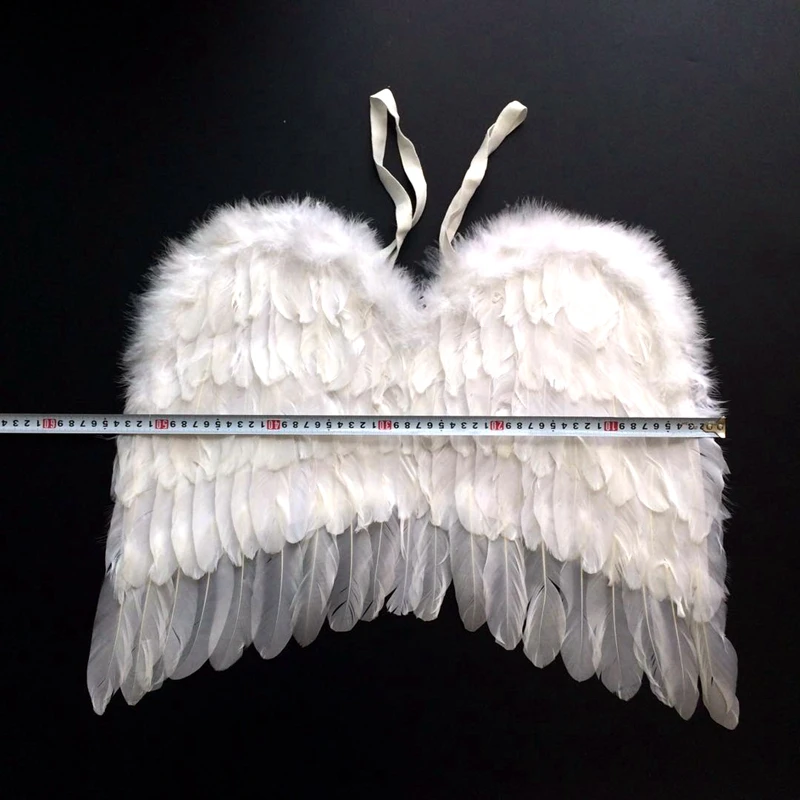 Wholesale new design handmade children white feather angel wings   feather wings for halloween, christmas