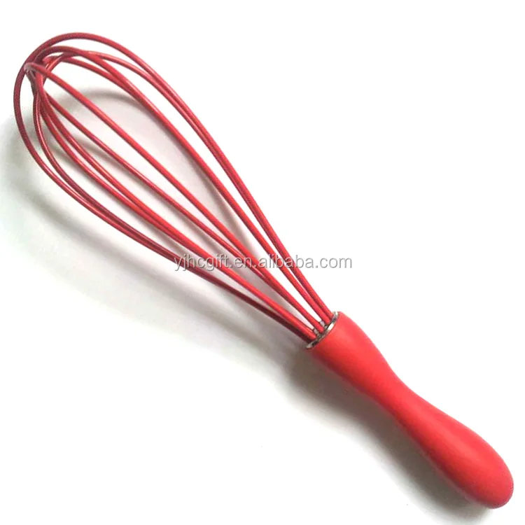 Colorful Manual silicone egg Whisk with Plastic handle / Silicone kitchen whisk