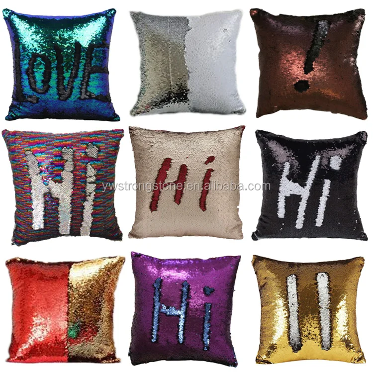 Sequins Throw Pillow Case DIY Two Tone Glitter Cushion Cover Home Decor Cojines 40*40cm Square Almofadas Fundas Promotion Gifts