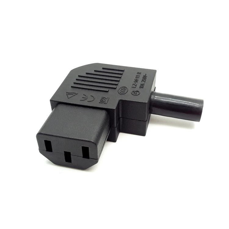 10A 250V CE marked 3 pin male female wire connector right angle 90 degrees c13 c14 angled connector