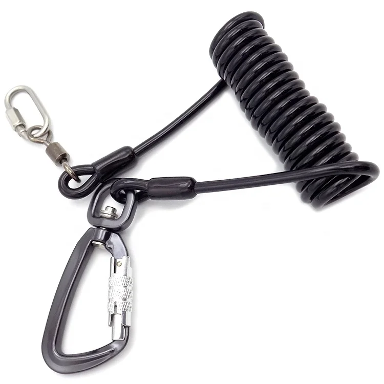 Заводская цена, высокое качество, яркое черное покрытие, пружинная катушка, инструмент, шнурок с 2 различными концами крючков