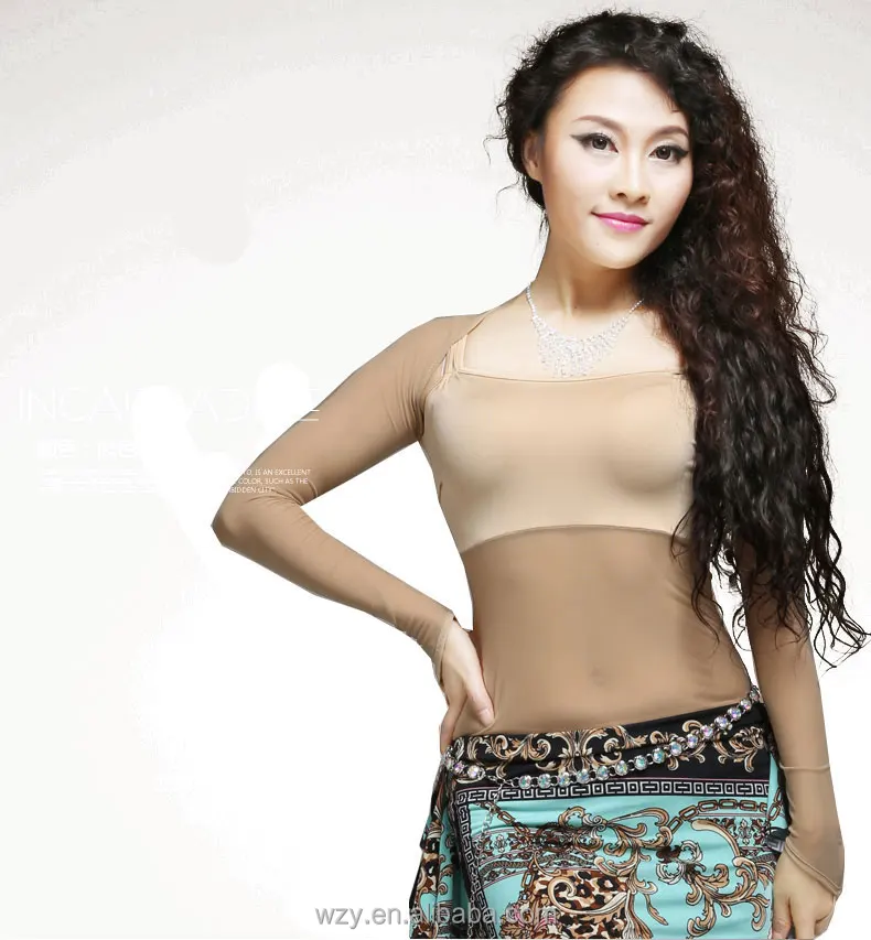 Spandex mesh belly dance costume lady spandex bolero dancing top