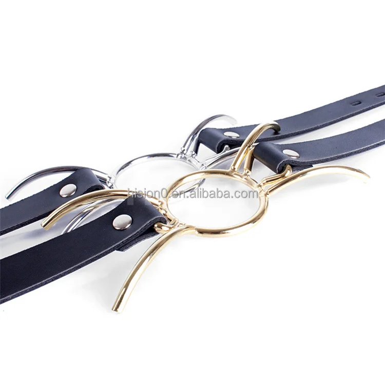 Metal Gold Spider Gag Bondage Mouth Restraint Gag with Adjustable Leather Belt