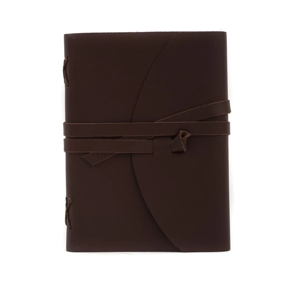 Fashionable vegetable tan handmade leather journal string sketchbook, high quality clear cover notebook for travel