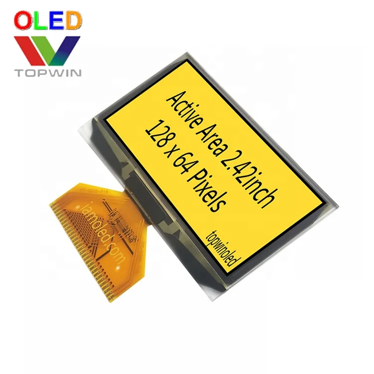 Topwin 2.42' 2.42inch 2.42 inch 128x64 pixels 3 pin green color welding oled display UG-2864ALBPG14 I2C SPI parallel Interface