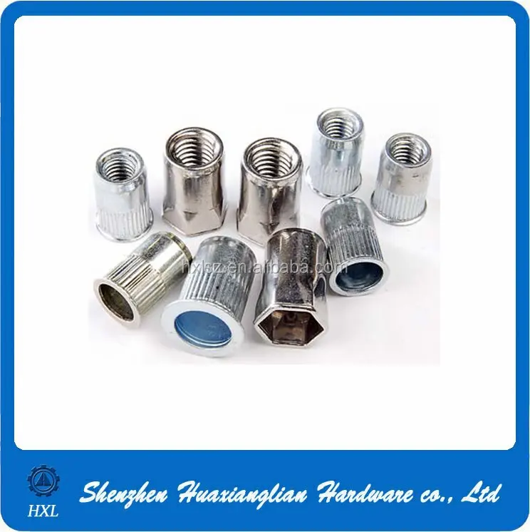 Stainless steel and carbon steel Internal thread m4 m6 flat head blind knurled rivet nut