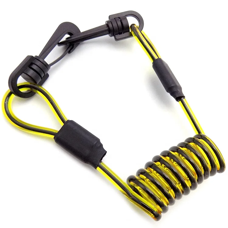 Guofeng coil lanyard with double plastic double snap hooks for safety