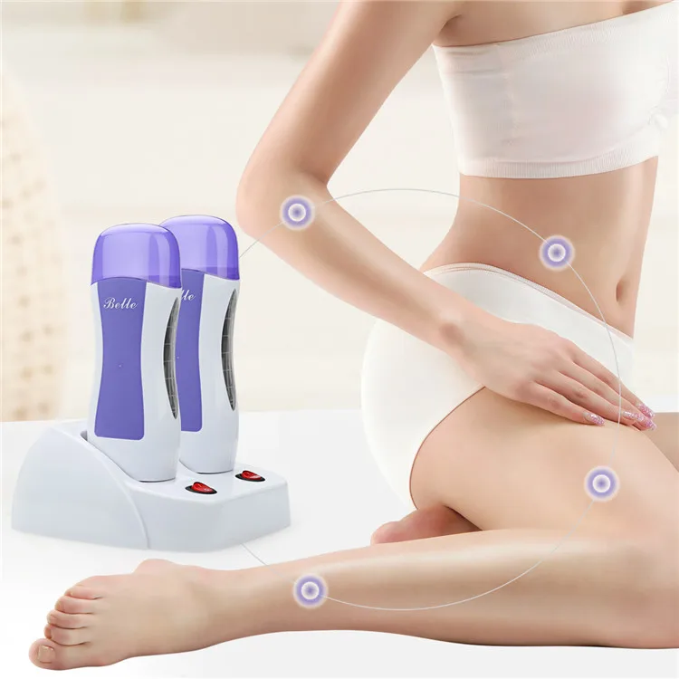 Double Depilatory Wax Heater Hot Body Hair Removal Roll On Depilatory Waxing Machine with Heater Base