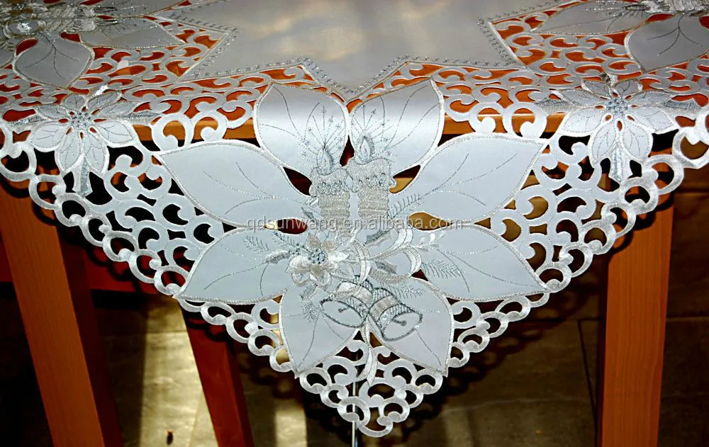 machine embroidered and cutwork doily