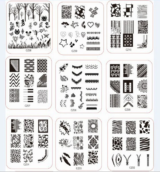 10PCS LOT Available DIY Polish Beauty Charm Nail Stamp Stamping Plates 3d Nail Art Templates Stencils