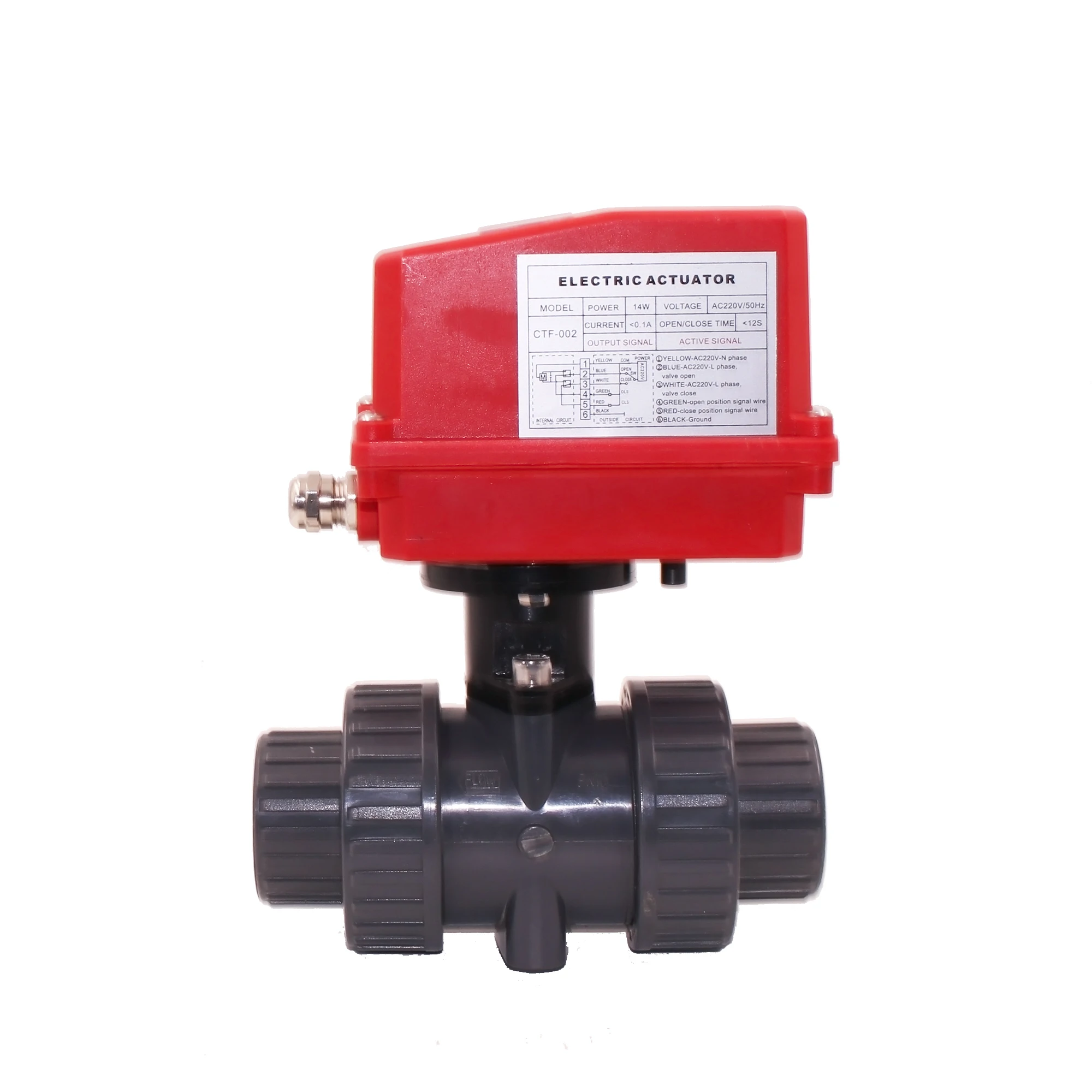 pvc motorized valve motorized flow control valve AC220v pvc 50mm motorized ball valve