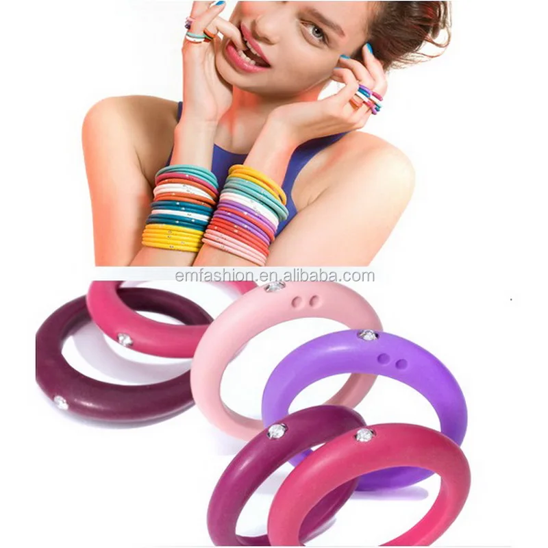 Single Stone Diamond Rubber Silicone Finger Ring Latest Design Colorful Baby Girls Fashion Rings