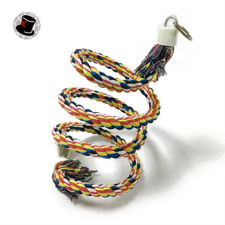 Parrot Colored Cotton Rope Swivel Ladder Parrot Nibbled At The Toy  pet christmas toys