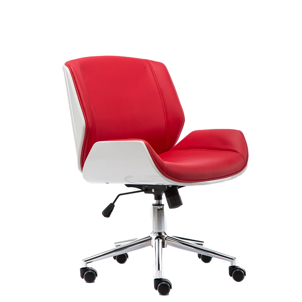 PC ergonomic Walnut bent wood low back aluminum base staff office chairs or conference chairs