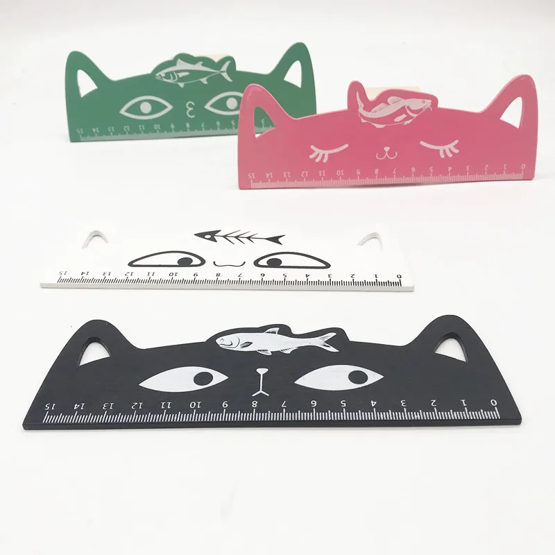 
Cartoon cute cat shaped colorful wooden ruler for kids 