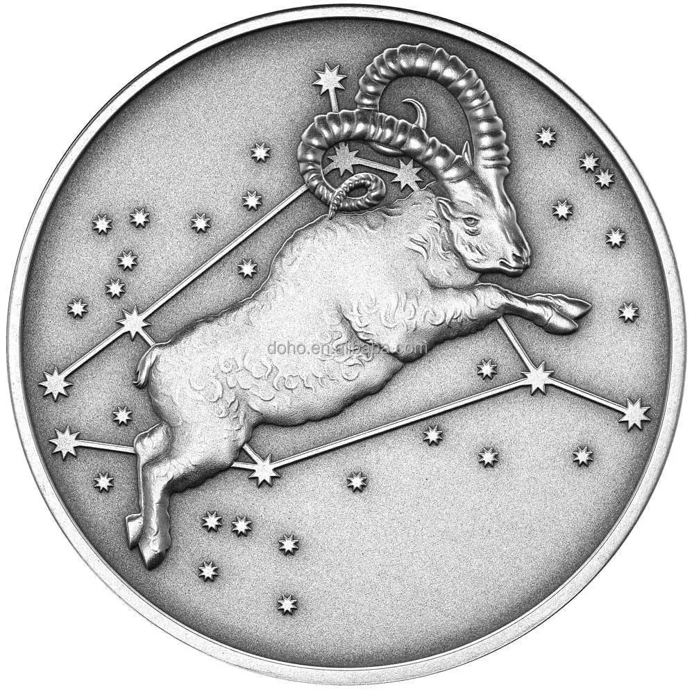 Wholesale silver coin pendant Tokelau Aries Dollar Silver coin Antique Finish