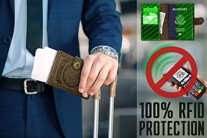 Wholesales fashion personal RFID Blocking passport cover pu leather passport travel wallet cover ID Card Wallet - Travel Case