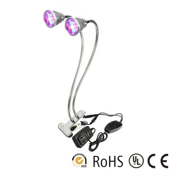 Top Quality Greenhouse Hydroponic full spectrum 10W Dual Head LED Grow light with clip