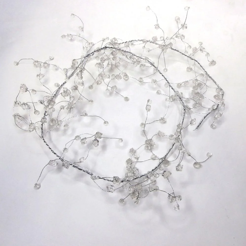 Гирлянда из прозрачных бусин 130 см, Проволочная нить, гирлянда из акриловых бусин с кристаллами для свадьбы
