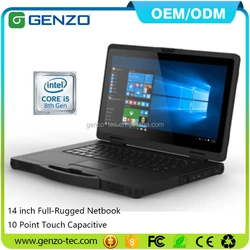 2 Year warranty 14 inch Fully industrial rugged sunlight readable notebook computer with Fingerprint Scanner and with lan port