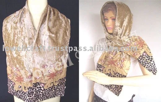 Scarf Vintage Multicolor velvet Shawl Extra Rare Wrap