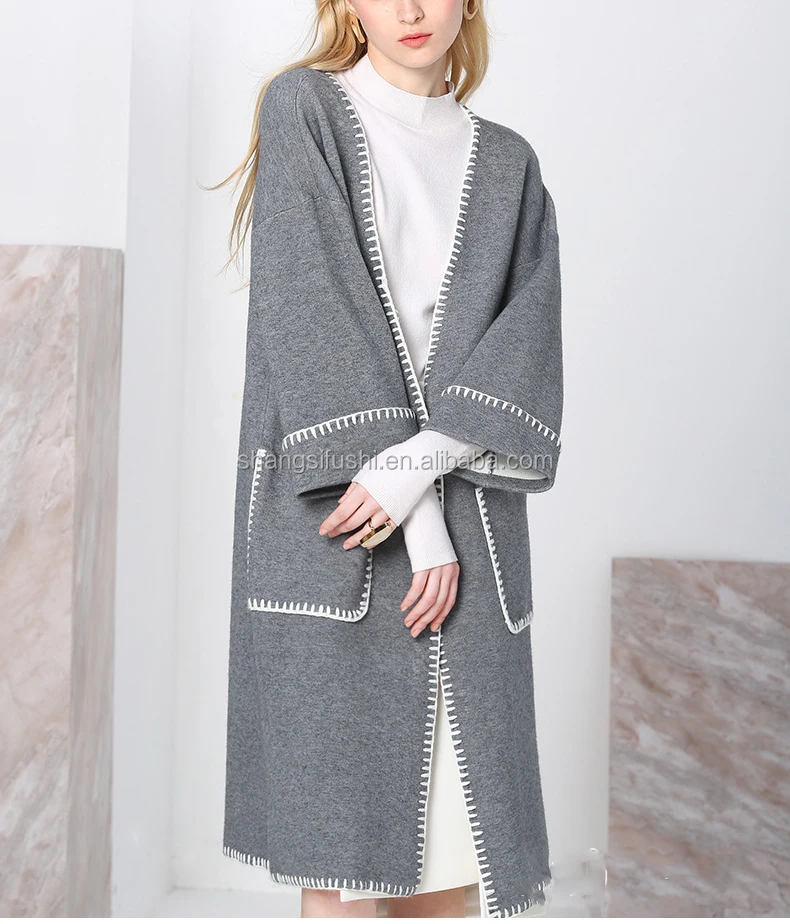 Производитель предоставляет индивидуальный OEM Кардиган с длинным рукавом в Европейском стиле, длинное пальто, тонкий женский свитер