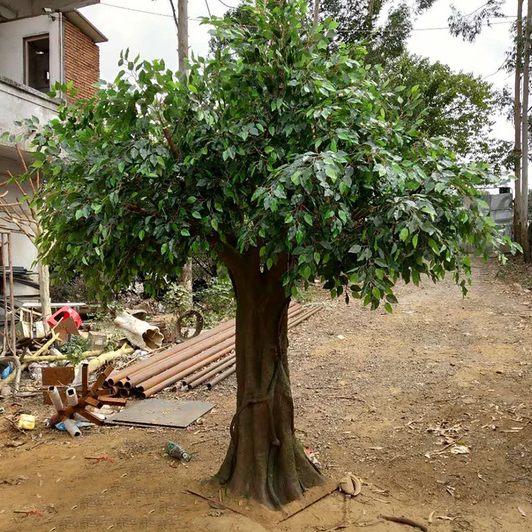 China Manufacturer Outdoor Large High Quality Fiberglass Artificial Evergreen Ficus Tree