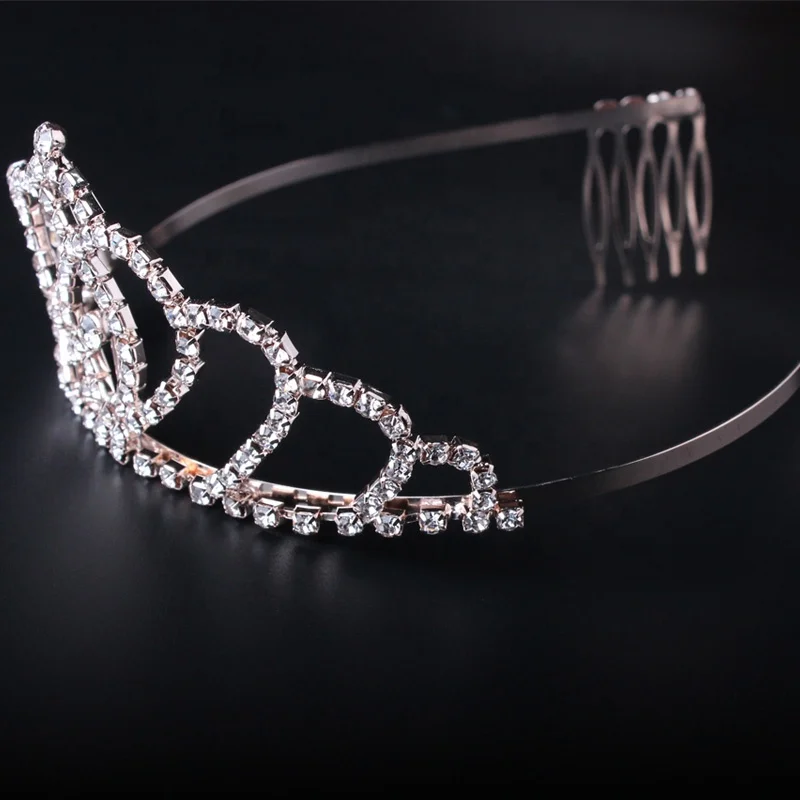 Fashion Rose Gold tiara Adult women Rhinestone Crown with Comb Beauty Party Wedding Accessories