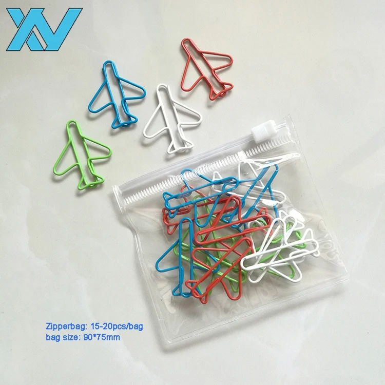 Unique promotional gift airplane shape paper clip in zipper bag with LOGO printing