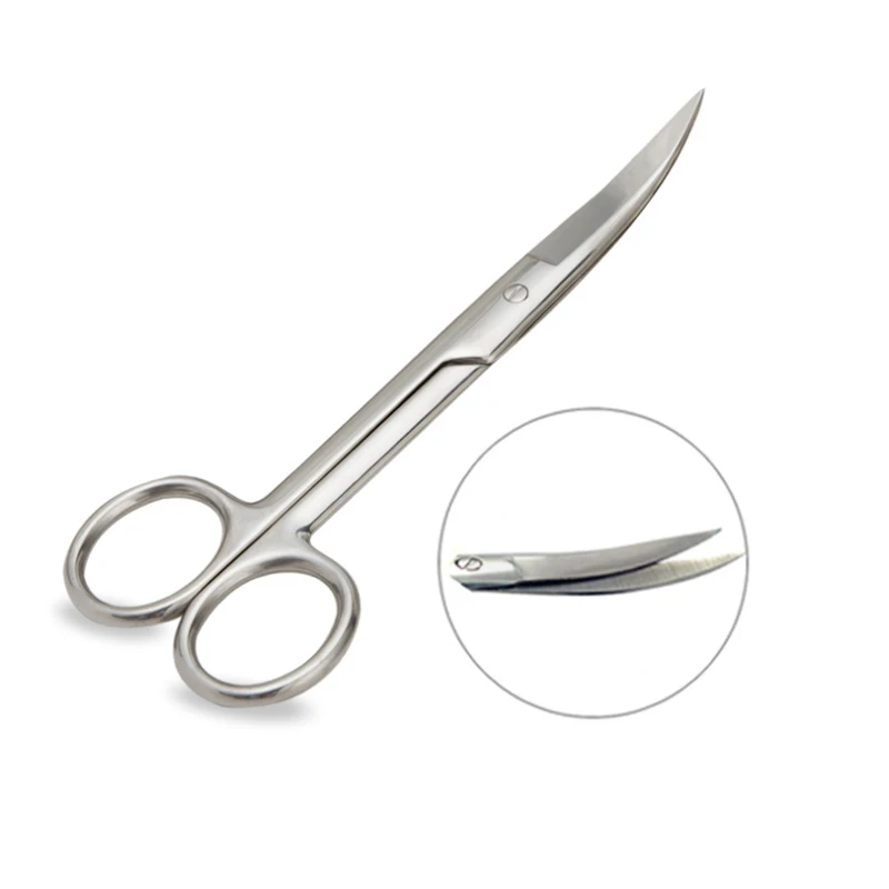 Wholesale Curved Stainless Steel Silver Nail Hair Eyelash Lashes Eyebrow Trimming Cutting Makeup Scissors