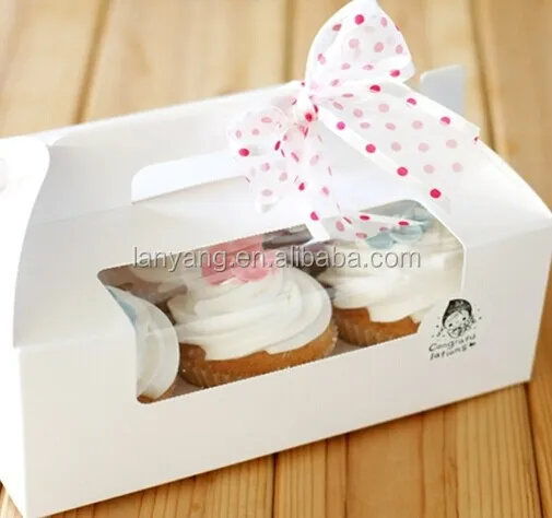 Wholesale cheap Cupcake boxes , Mini cake boxes with window for 2, 4, 6 packs with inserts(BF187)