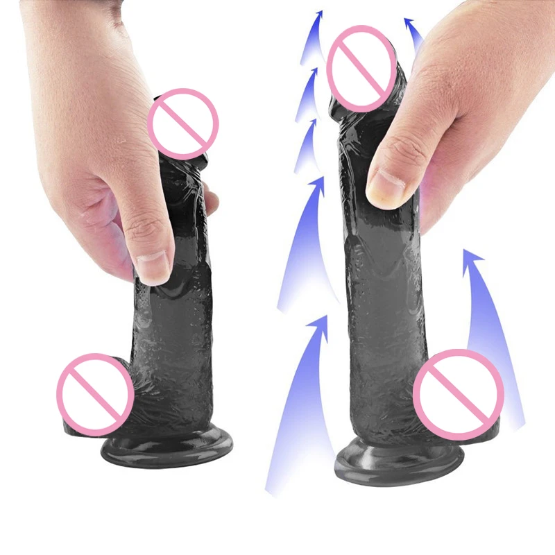 High Quality Waterproof Medium Size Crystal Jelly Realistic Dildo Flexible Penis With Textured Shaft Adult Sex Toys For Wom