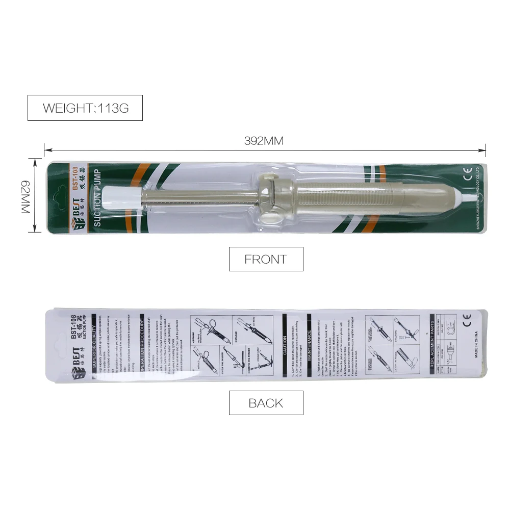 
BEST 108 Factory Direct Sales Aluminum Metal Desoldering Pump Suction Tin Gun Removal Device Soldering Vacuum Sucker Pen 