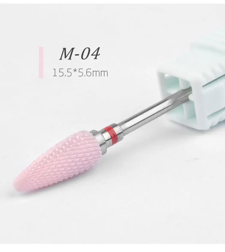 Bullet Shape Pink Ceramic Nail Drill Bits Callus Removing Manicure Drill Burrs