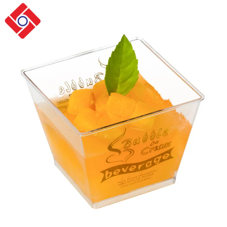 Eco-Friendly Plastic Square 200ml /7.0oz Clear Party Freeze Dessert Candy Mousse Cup Tiramisu